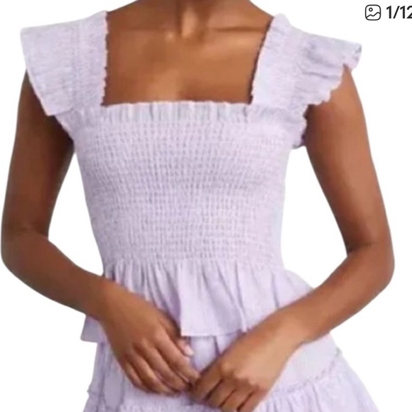 Hill House Tops - Hill House The Paz Top Linen Women's Size S Lilac Stripe